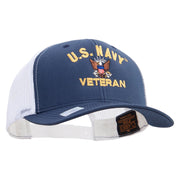 Licensed US Navy Veteran Embroidered Contrast Trucker Cap - Navy-White OSFM