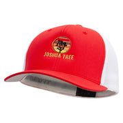 Joshua Tree Embroidered Flexfit Mesh Cotton Twill Trucker 2 Tone Cap - Red-White OSFM