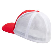 Joshua Tree Embroidered Flexfit Mesh Cotton Twill Trucker 2 Tone Cap - Red-White OSFM