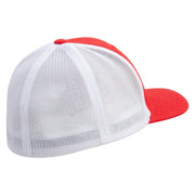 Joshua Tree Embroidered Flexfit Mesh Cotton Twill Trucker 2 Tone Cap - Red-White OSFM