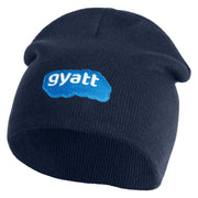 Gyatt Phrase Symbol Embroidered 8 Inch Knitted Short Beanie - Navy OSFM