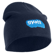 Gyatt Phrase Symbol Embroidered 8 Inch Knitted Short Beanie - Navy OSFM