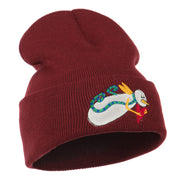 Flying Snowman Heart Embroidered Beanie