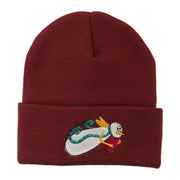 Flying Snowman Heart Embroidered Beanie