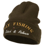 Fly Fishing Catch and Release Embroidered Long Beanie