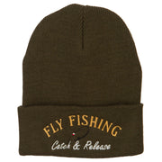 Fly Fishing Catch and Release Embroidered Long Beanie