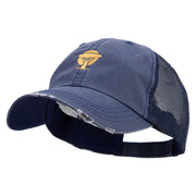 Artistic Afircan Logo Embroidered Low Profile Special Cotton Mesh Cap - Navy OSFM