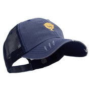 Artistic Afircan Logo Embroidered Low Profile Special Cotton Mesh Cap - Navy OSFM