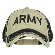 Army Embroidered Cotton Frayed Bill Cap