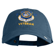 5 AF Fifth Air Force Veteran Embroidered Washed Solid Pigment Dyed Cotton Twill Brass Buckle Cap - Navy OSFM