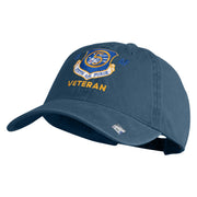 5 AF Fifth Air Force Veteran Embroidered Washed Solid Pigment Dyed Cotton Twill Brass Buckle Cap - Navy OSFM