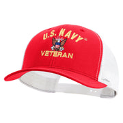 Licensed US Navy Veteran Embroidered Contrast Trucker Cap - Red-White OSFM