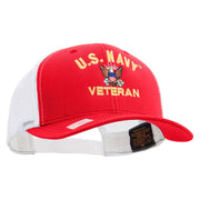 Licensed US Navy Veteran Embroidered Contrast Trucker Cap - Red-White OSFM