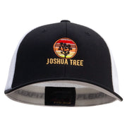 Joshua Tree Embroidered Flexfit Mesh Cotton Twill Trucker 2 Tone Cap - Black-White OSFM