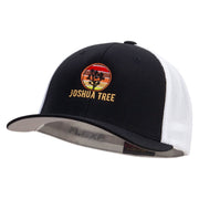 Joshua Tree Embroidered Flexfit Mesh Cotton Twill Trucker 2 Tone Cap - Black-White OSFM