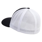 Joshua Tree Embroidered Flexfit Mesh Cotton Twill Trucker 2 Tone Cap - Black-White OSFM