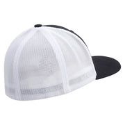 Joshua Tree Embroidered Flexfit Mesh Cotton Twill Trucker 2 Tone Cap - Black-White OSFM