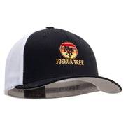 Joshua Tree Embroidered Flexfit Mesh Cotton Twill Trucker 2 Tone Cap - Black-White OSFM