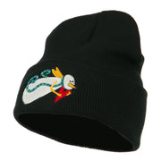 Flying Snowman Heart Embroidered Beanie