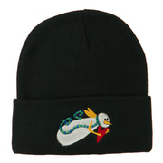 Flying Snowman Heart Embroidered Beanie