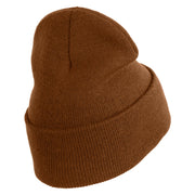 US Navy Veteran Military Embroidered 12 inch Cuffed Knit Long Beanie - Caramel OSFM