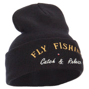 Fly Fishing Catch and Release Embroidered Long Beanie