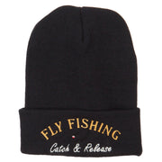 Fly Fishing Catch and Release Embroidered Long Beanie