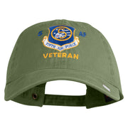 5 AF Fifth Air Force Veteran Embroidered Washed Solid Pigment Dyed Cotton Twill Brass Buckle Cap - Olive OSFM