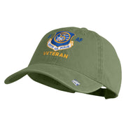 5 AF Fifth Air Force Veteran Embroidered Washed Solid Pigment Dyed Cotton Twill Brass Buckle Cap - Olive OSFM