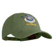 5 AF Fifth Air Force Veteran Embroidered Washed Solid Pigment Dyed Cotton Twill Brass Buckle Cap - Olive OSFM