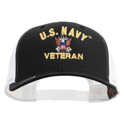 Licensed US Navy Veteran Embroidered Contrast Trucker Cap - Black-White OSFM