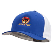 Joshua Tree Embroidered Flexfit Mesh Cotton Twill Trucker 2 Tone Cap - Royal-White OSFM