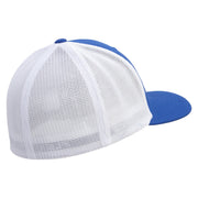 Joshua Tree Embroidered Flexfit Mesh Cotton Twill Trucker 2 Tone Cap - Royal-White OSFM