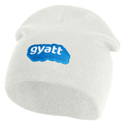 Gyatt Phrase Symbol Embroidered 8 Inch Knitted Short Beanie - White OSFM