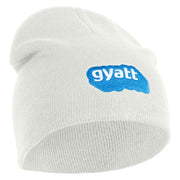 Gyatt Phrase Symbol Embroidered 8 Inch Knitted Short Beanie - White OSFM