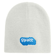 Gyatt Phrase Symbol Embroidered 8 Inch Knitted Short Beanie - White OSFM