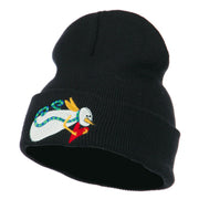 Flying Snowman Heart Embroidered Beanie