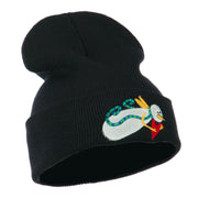 Flying Snowman Heart Embroidered Beanie