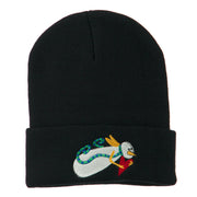 Flying Snowman Heart Embroidered Beanie