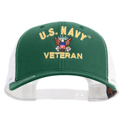 Licensed US Navy Veteran Embroidered Contrast Trucker Cap - Evergreen-White OSFM
