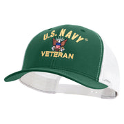 Licensed US Navy Veteran Embroidered Contrast Trucker Cap - Evergreen-White OSFM