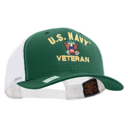 Licensed US Navy Veteran Embroidered Contrast Trucker Cap - Evergreen-White OSFM
