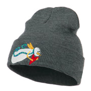 Flying Snowman Heart Embroidered Beanie