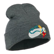 Flying Snowman Heart Embroidered Beanie