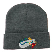 Flying Snowman Heart Embroidered Beanie