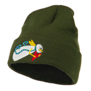 Flying Snowman Heart Embroidered Beanie