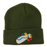 Flying Snowman Heart Embroidered Beanie