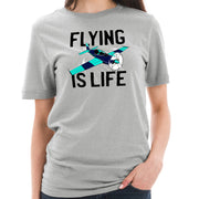 Flying Is Life Graphic Design Unisex Short Sleeve Cotton Jersey T-Shirt