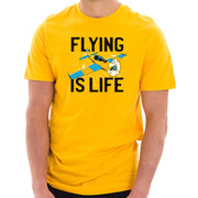 Flying Is Life Graphic Design Unisex Short Sleeve Cotton Jersey T-Shirt