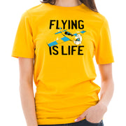 Flying Is Life Graphic Design Unisex Short Sleeve Cotton Jersey T-Shirt